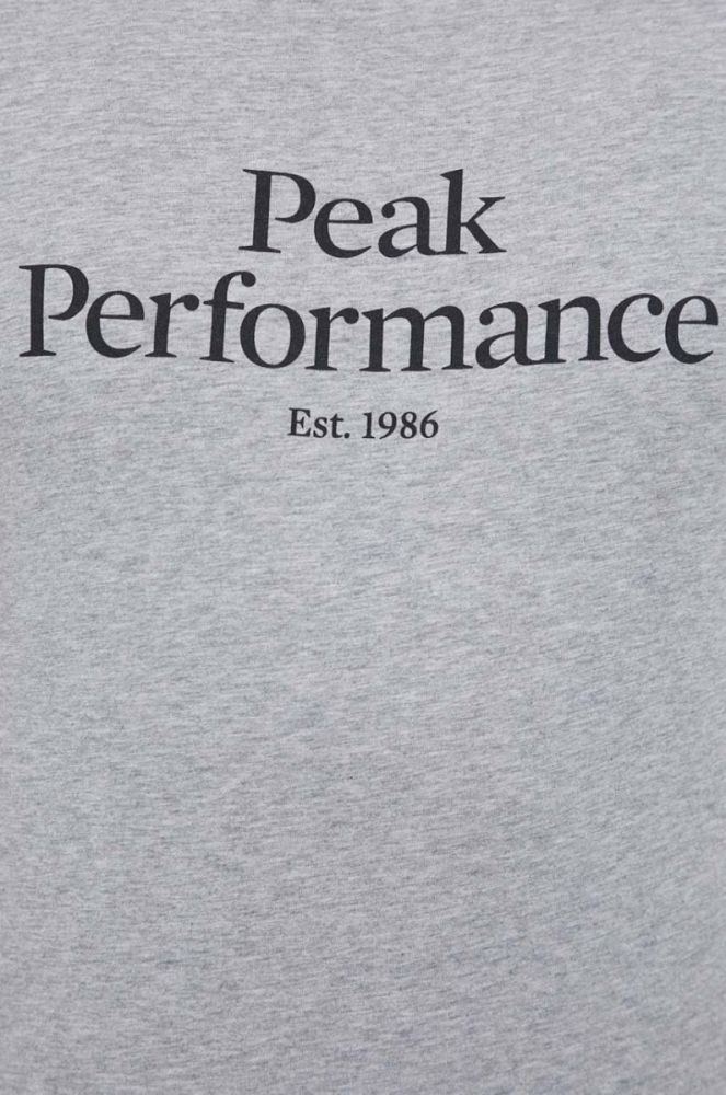 Бавовняна футболка Peak Performance колір сірий з принтом фото 5