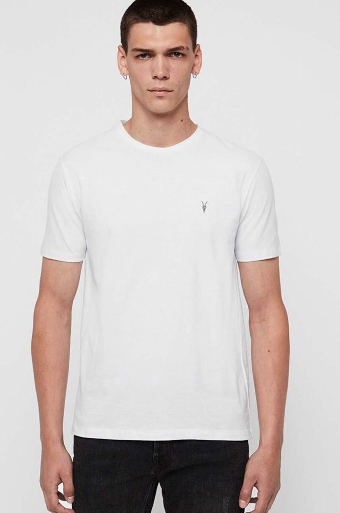 Бавовняна футболка AllSaints колір білий однотонна