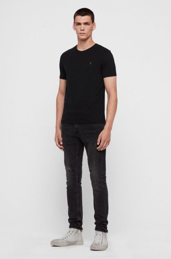 Бавовняна футболка AllSaints колір чорний однотонна фото 8