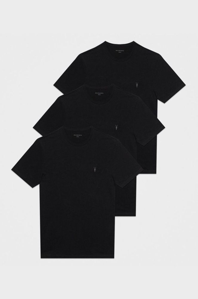 Бавовняна футболка AllSaints колір чорний однотонна фото 10