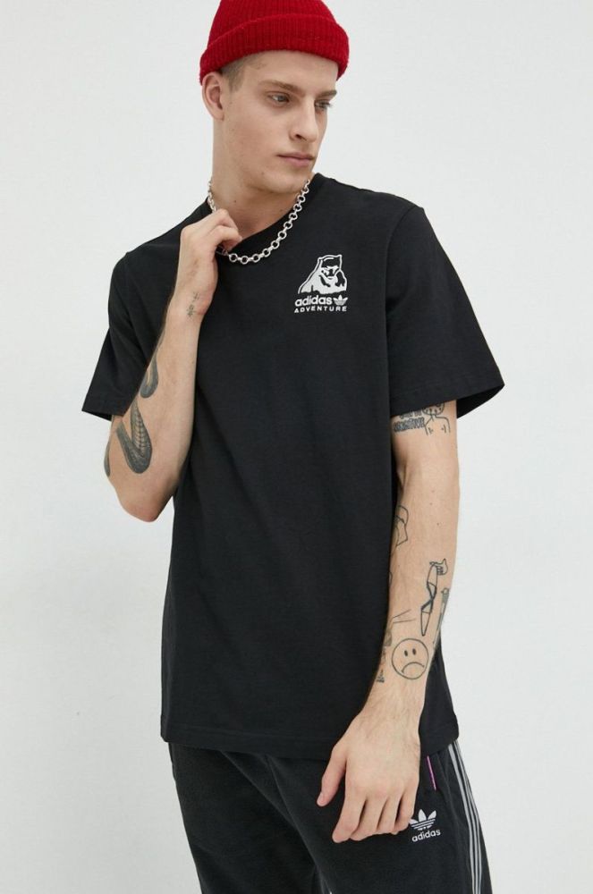 Бавовняна футболка adidas Originals колір чорний з аплікацією (2896073) фото 4