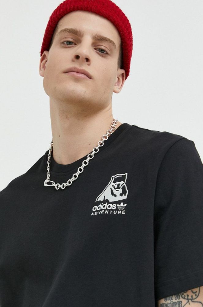 Бавовняна футболка adidas Originals колір чорний з аплікацією (2896073) фото 5