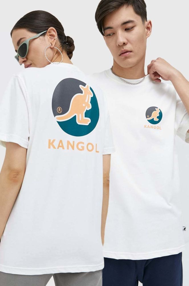 Бавовняна футболка Kangol колір білий з принтом