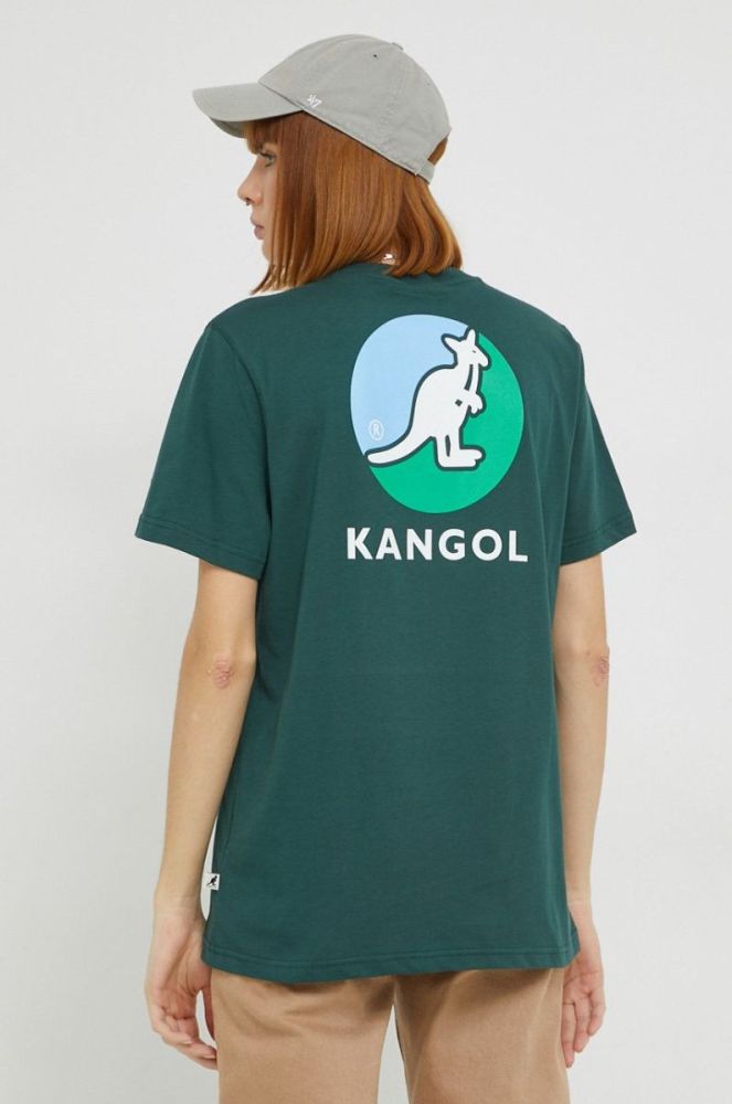 Бавовняна футболка Kangol колір зелений з принтом (2812561) фото 4