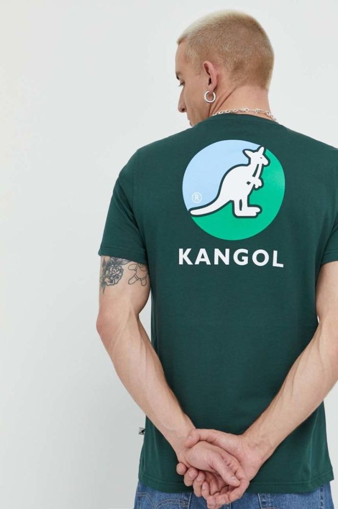 Бавовняна футболка Kangol колір зелений з принтом (2812561) фото 5