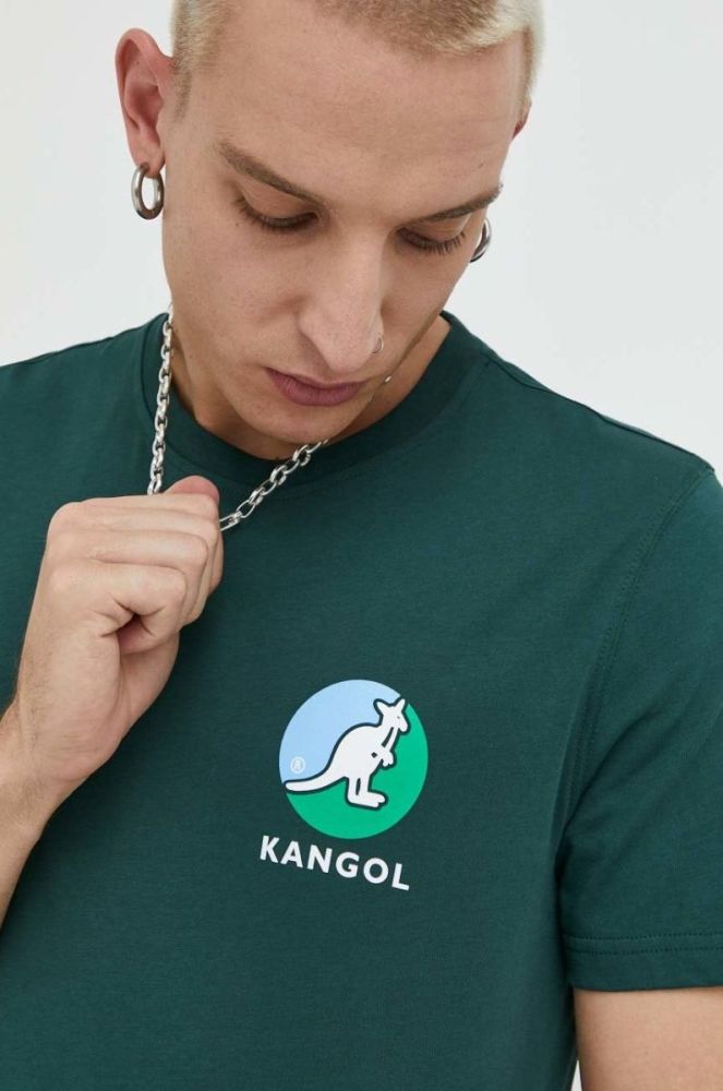 Бавовняна футболка Kangol колір зелений з принтом (2812561) фото 6