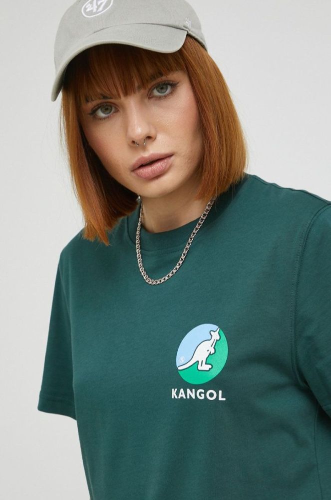 Бавовняна футболка Kangol колір зелений з принтом (2812561) фото 7