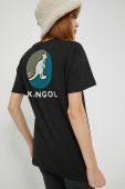 Бавовняна футболка Kangol колір чорний з принтом (2812565)