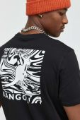 Бавовняна футболка Kangol колір чорний з принтом (2802979)