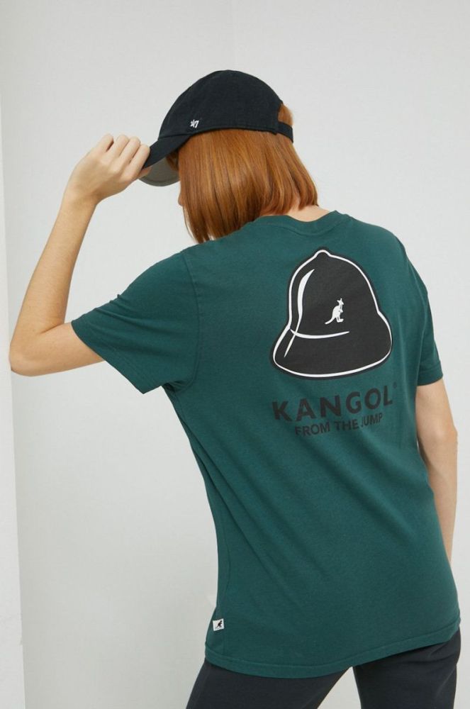 Бавовняна футболка Kangol колір зелений з принтом (2812574) фото 4