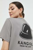 Бавовняна футболка Kangol колір сірий з принтом