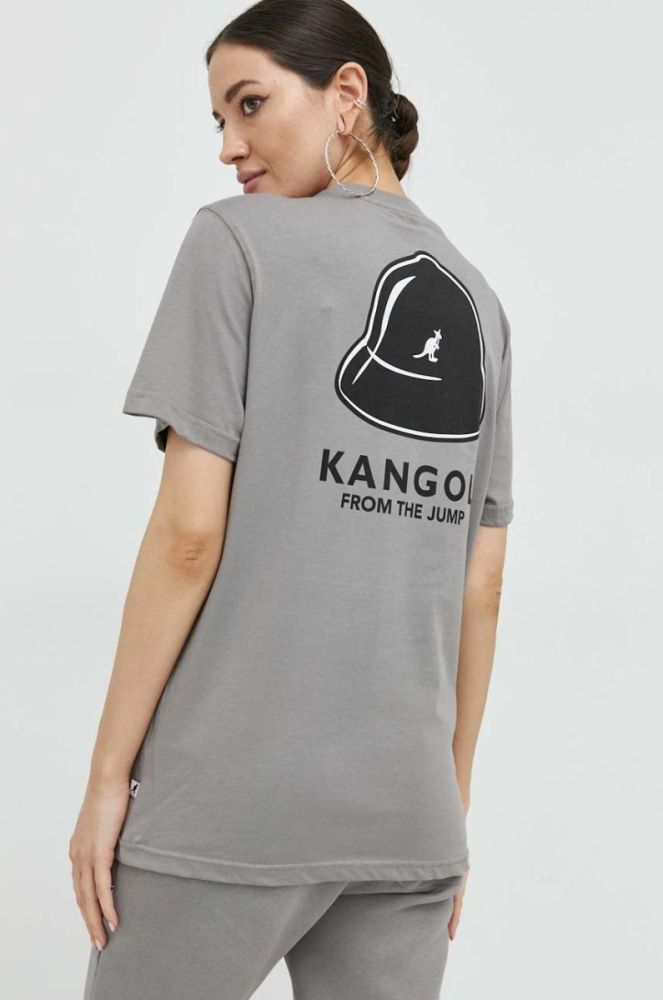 Бавовняна футболка Kangol колір сірий з принтом фото 8