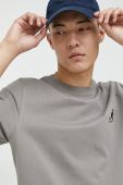 Бавовняна футболка Kangol колір сірий з принтом