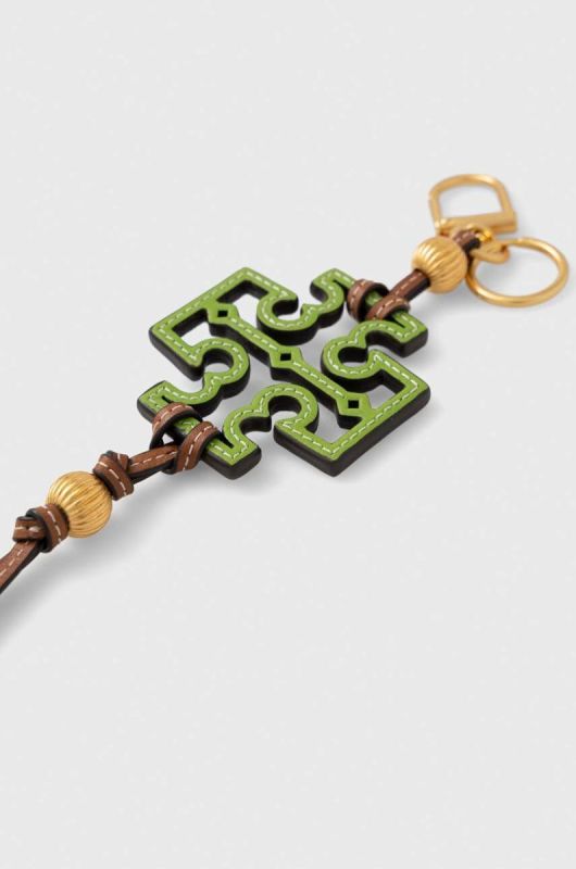 Шкіряний брелок Tory Burch колір блакитний фото 2