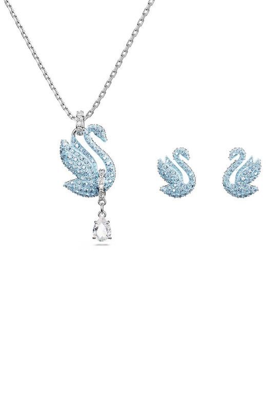 Кольє і сережки Swarovski ICONIC SWAN колір блакитний