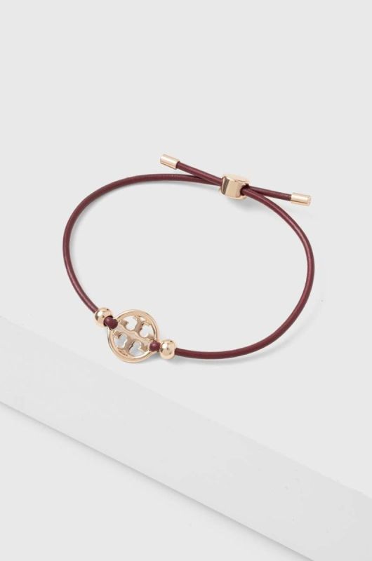 Позолочений браслет Tory Burch колір бордо (3458085)