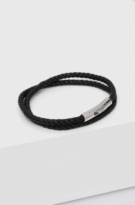 Шкіряний браслет BOSS чоловіча колір чорний (3532386)