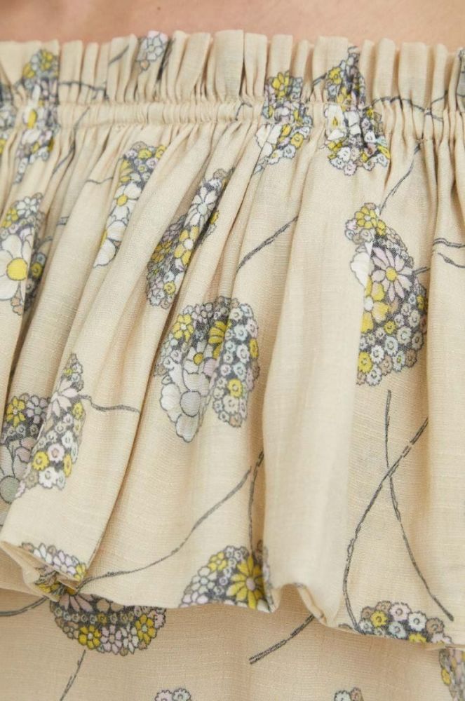 Блузка Bruuns Bazaar Oleander Edias жіноча колір бежевий візерунок фото 5