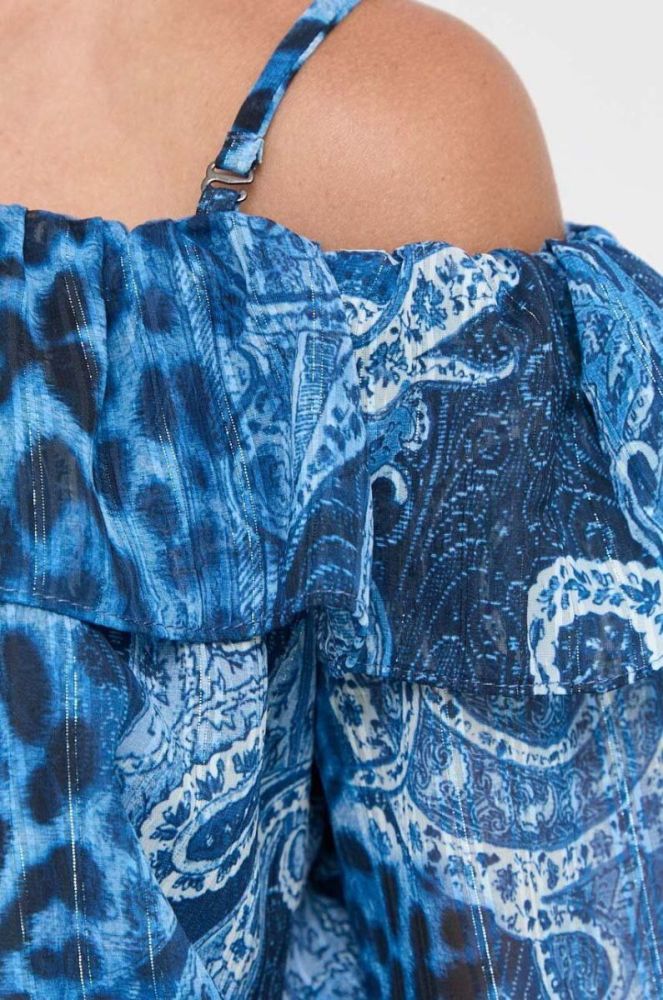 Блузка Guess жіноча візерунок колір блакитний (3393490) фото 5