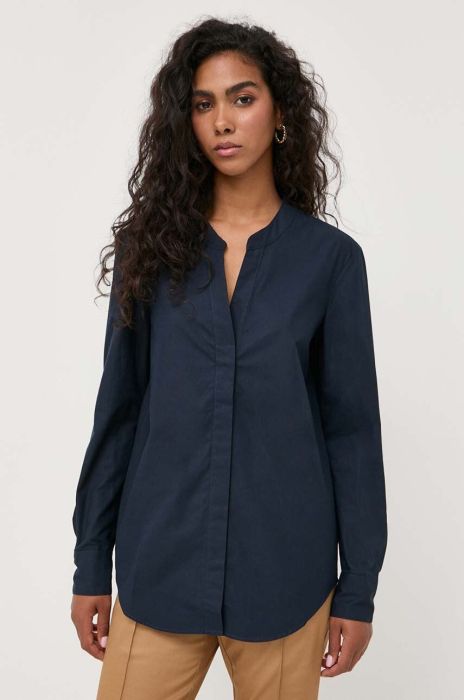 Бавовняна сорочка BOSS жіноча колір синій regular
