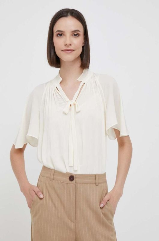 Блузка Lauren Ralph Lauren жіноча колір бежевий однотонна (3427721)