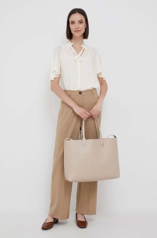 Блузка Lauren Ralph Lauren жіноча колір бежевий однотонна (3427721) фото 2