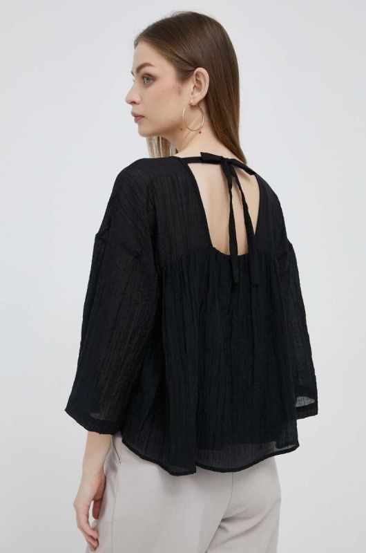 Блузка Dkny жіноча колір чорний однотонна (3296397)