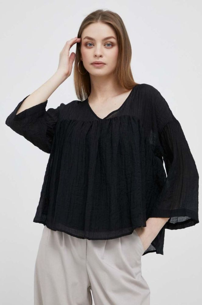Блузка Dkny жіноча колір чорний однотонна (3296397) фото 3