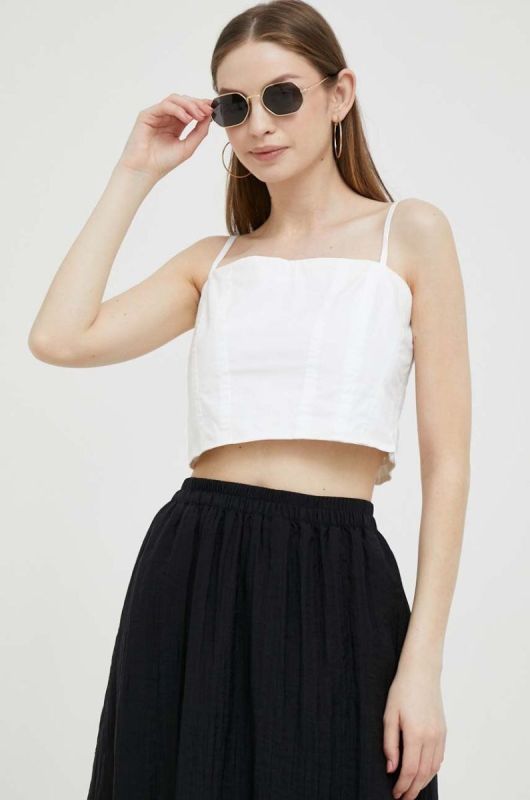 Бавовняний топ Dkny колір білий