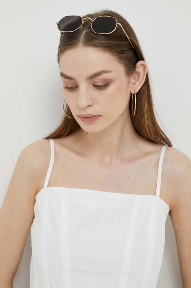 Бавовняний топ Dkny колір білий фото 4