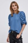Блузка Dkny жіноча однотонна колір блакитний (3312755)