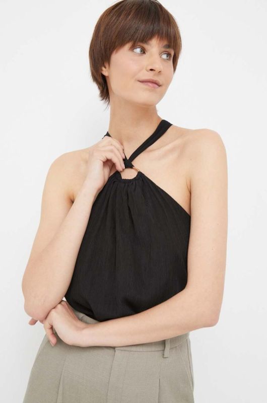 Блузка Dkny жіноча колір чорний однотонна (3353673)