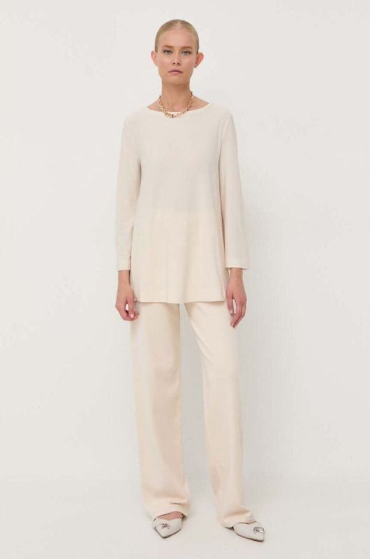 Блузка Max Mara Leisure жіноча колір бежевий однотонна (3400363)