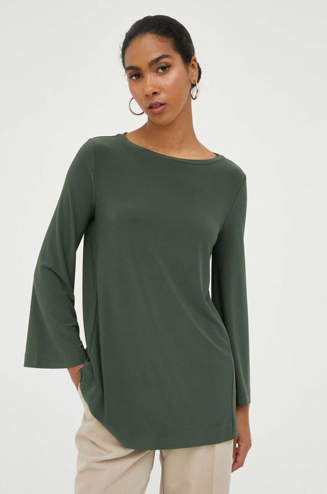 Блузка Max Mara Leisure жіноча колір зелений однотонна