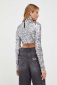 Блузка Patrizia Pepe жіноча колір срібний півгольф (3465671)