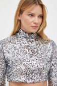 Блузка Patrizia Pepe жіноча колір срібний півгольф (3465671)