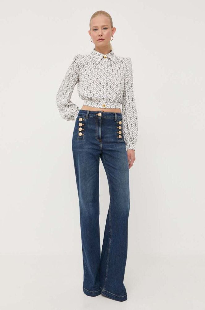 Блузка Elisabetta Franchi жіноча колір білий regular класичний комір фото 5