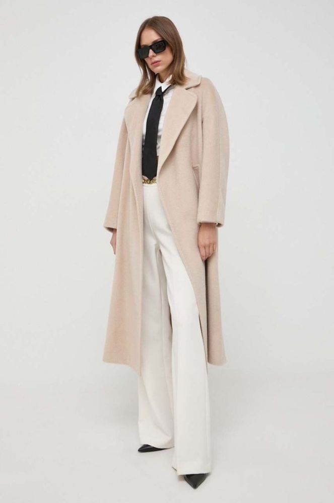 Сорочка Elisabetta Franchi жіноча колір бежевий regular класичний комір (3640789) фото 2