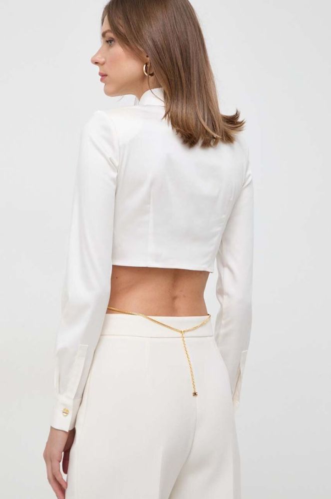 Сорочка Elisabetta Franchi жіноча колір бежевий regular класичний комір (3640789) фото 3