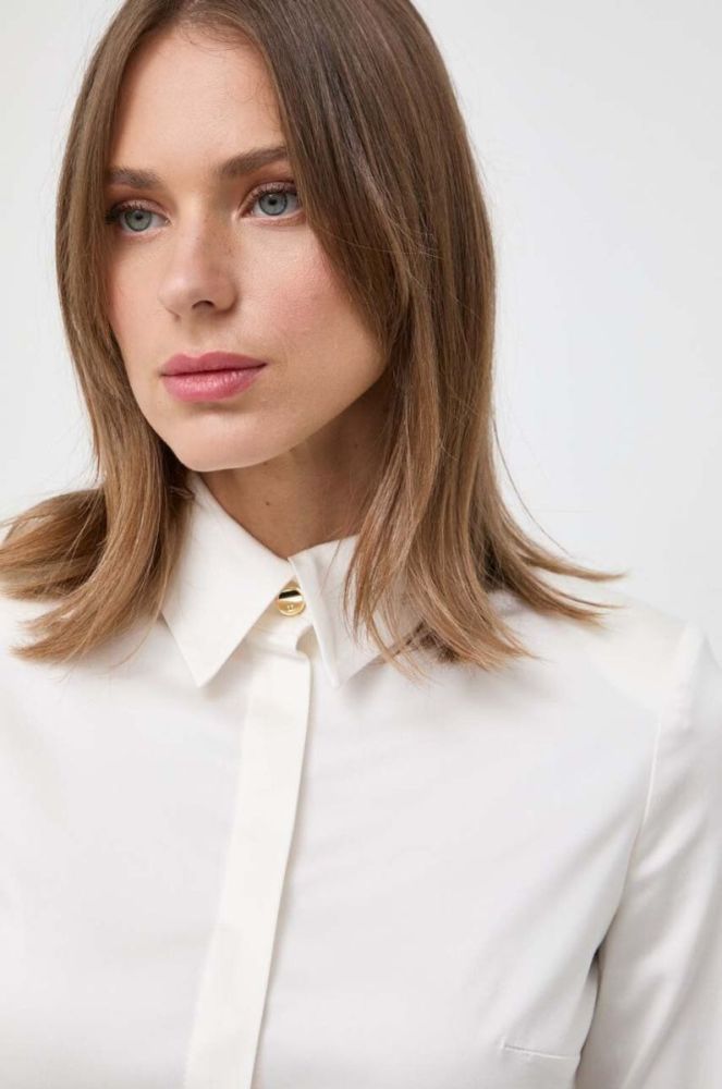 Сорочка Elisabetta Franchi жіноча колір бежевий regular класичний комір (3640789) фото 5