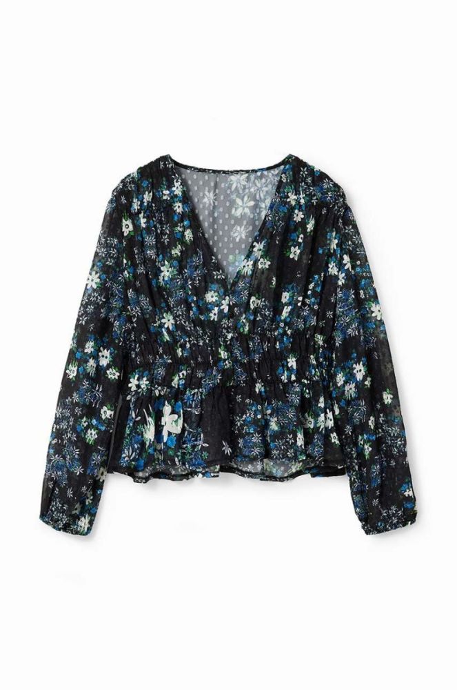 Блузка Desigual 23WWBW06 WOMAN WOVEN BLOUSE LONG SLEEVE жіноча колір синій принт квіти фото 5