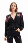 Блузка Desigual жіноча колір чорний візерунок (3570547)