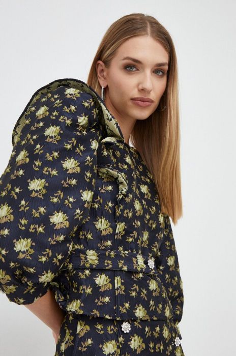 Блузка Custommade жіноча колір синій візерунок