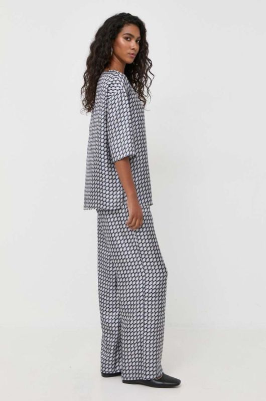 Шовкова блузка Max Mara Leisure колір сірий візерунок фото 2
