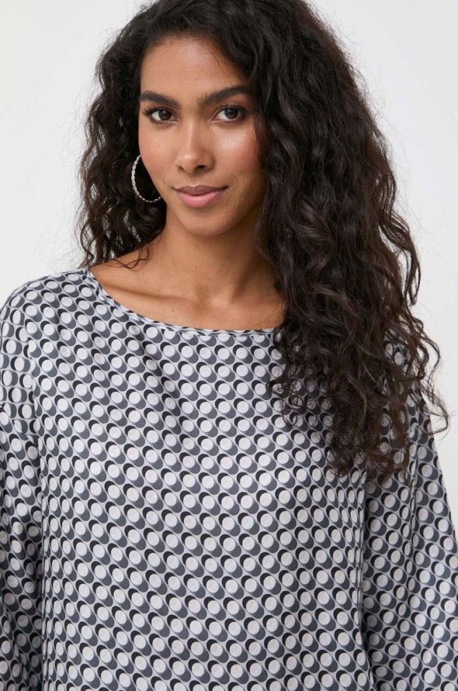 Шовкова блузка Max Mara Leisure колір сірий візерунок фото 4