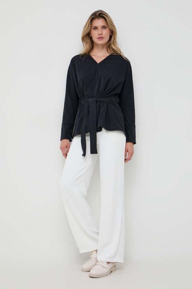 Блузка Max Mara Leisure жіноча колір синій однотонна (3644590) фото 2