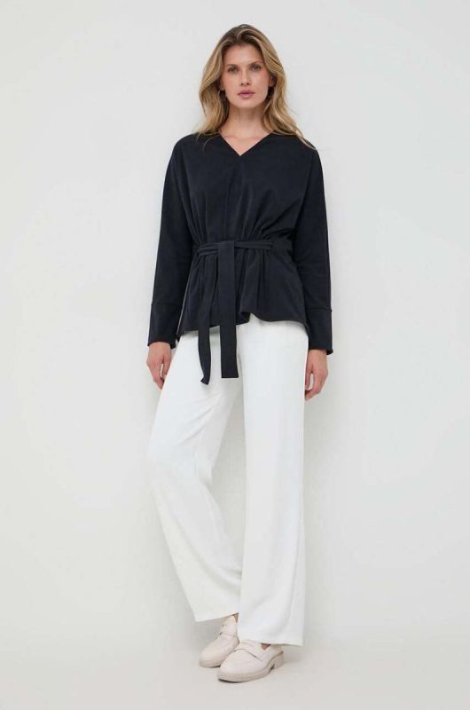 Блузка Max Mara Leisure жіноча колір синій однотонна (3644590) фото 2