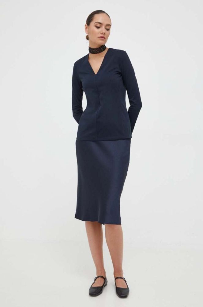 Блузка Max Mara Leisure жіноча колір синій однотонна (3427733) фото 2