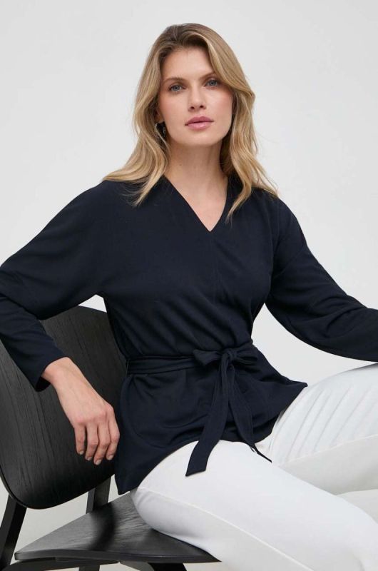 Блузка Max Mara Leisure жіноча колір синій однотонна (3644599)