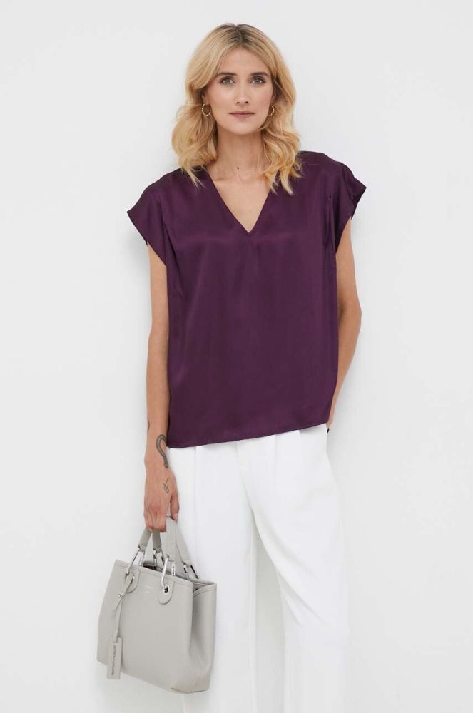 Блузка Sisley жіноча колір фіолетовий однотонна (3449806)